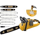40V(20V*2) 16"+18" 2-IN-1 Brushless Chainsaw Cordless, Electric Powered Chainsaw Compatible with Dewalt Battery with Auto Oiler & Safety Lock Brake, for Tree Trimming Branch Wood Cutting(ONLY TOOL)