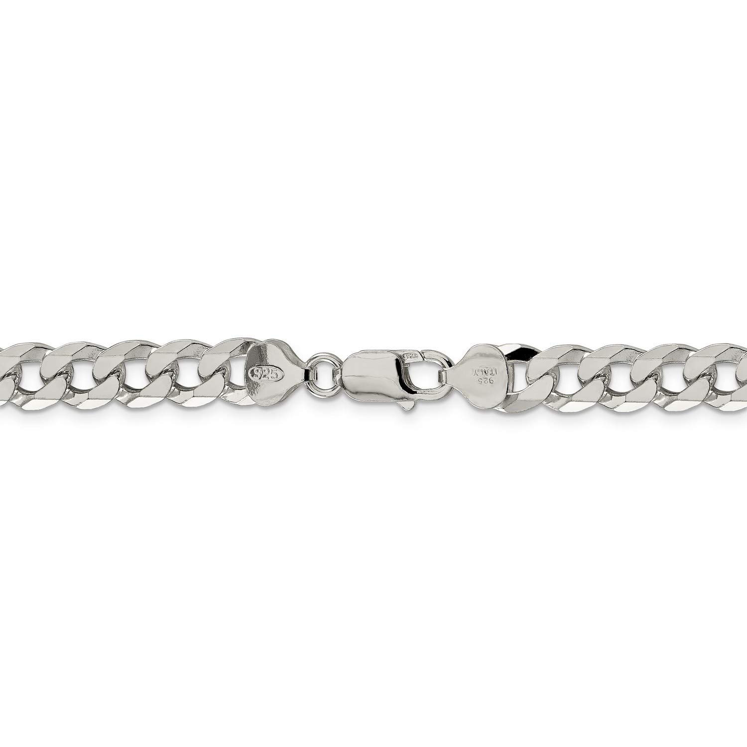 .925 Sterling Silver Beveled Curb Chain Necklace Bracelet or Anklet
