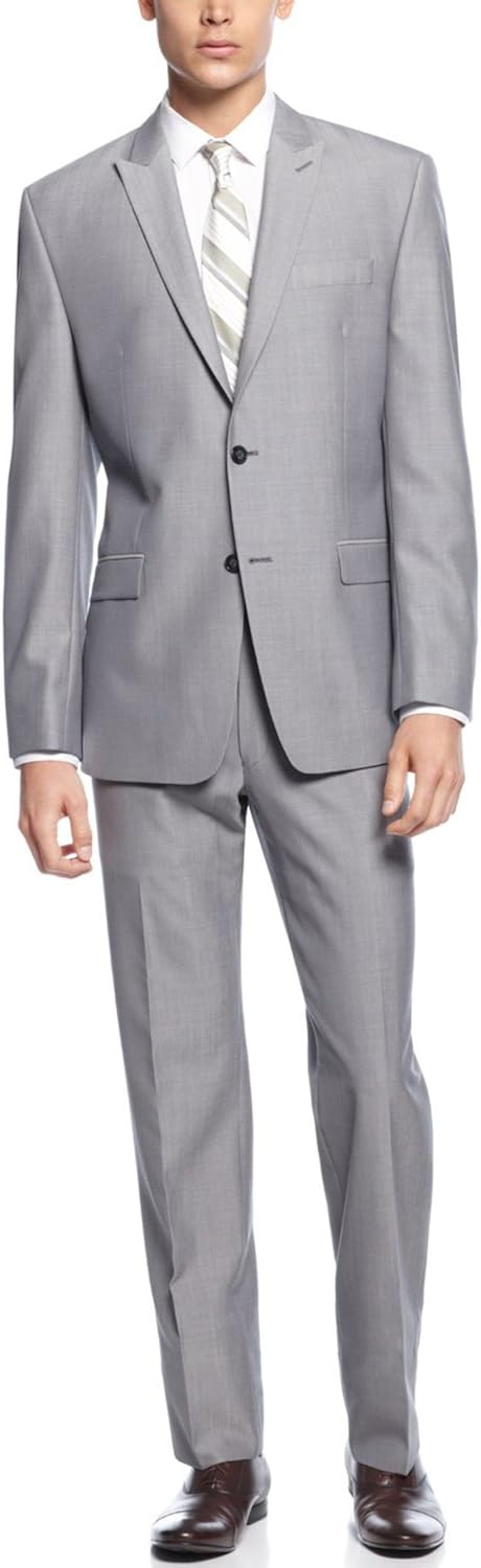 calvin klein light gray sharkskin modern fit suit