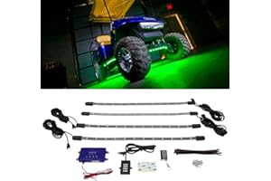 LEDGlow 4pc Standard Million Color LED Golf Cart Underglow Underbody Neon Lighting Kit Fits EZGO, Yamaha, Club Car, ICON, Evolution, Tomblerin, Star EV - Flexible Tubes - Previous Generation Model