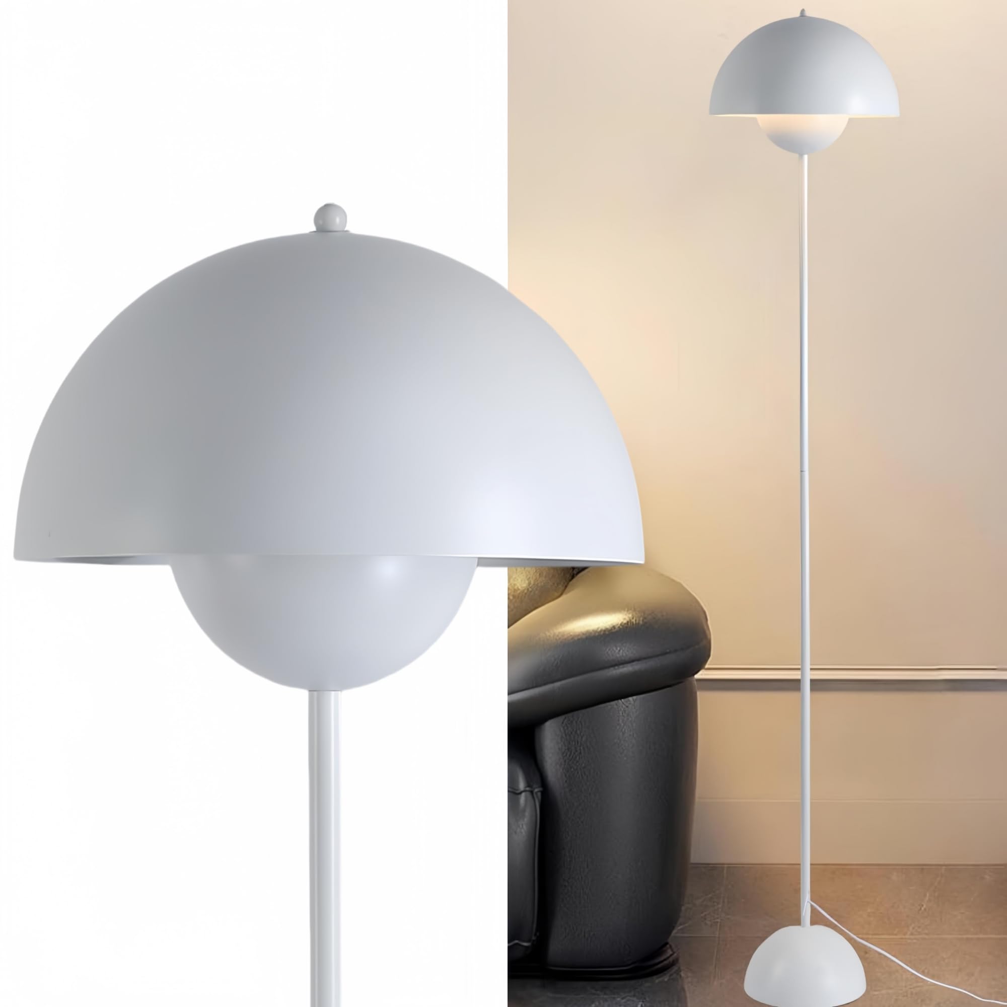 Photo 1 of COSYLUX Modern Floor Lamp for Living Room, Industrial Tall Standing Lamp for Bedroom, Metal Shade Reflecting Light Reading Floor Lamp for Office, Nursery Room, Corner(Matte White)