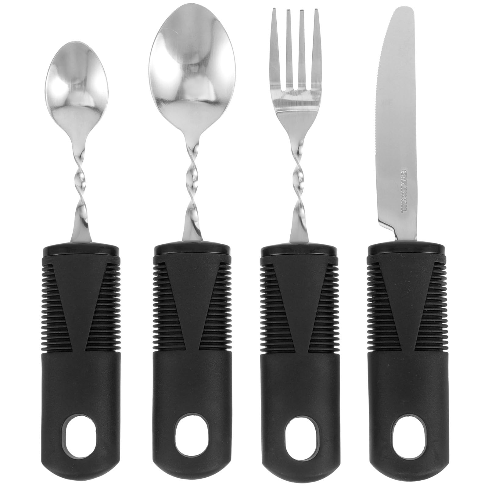 Photo 1 of Weighted Utensils for Hand Tremors Angled Adaptive Utensils 4Pcs Self Eating Utensils Curved Cutlery Utensil