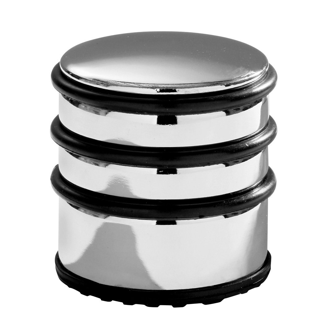 Premier Housewares 509566 Chrome Door Stop with Black Rubber Protective Rings, 8 x 7 x 7 cm