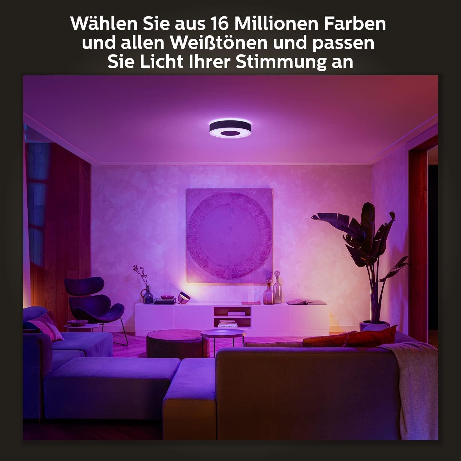 Philips Hue White & Color Ambiance Infuse Deckenleuchte L (3.700 lm), dimmbare Raumbeleuchtung für das Hue Lichtsystem mit 16 Mio. Farben, smarte Lichtsteuerung über Sprache und App, schwarz 5