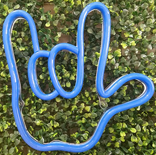 I Love You Gesture Finger& Palm LED Neon Sign Wall Decor Night Lights for Bedroom,Living Room, Christmas,Party as Kids Gift (Blue, Love Gesture)