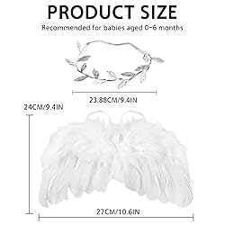2PCS White Baby Angel Wings with Headband, Newborn