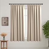 Yorkshire Bedding Thermal Blackout Curtain 66x54 Pencil Pleat Cream view 2