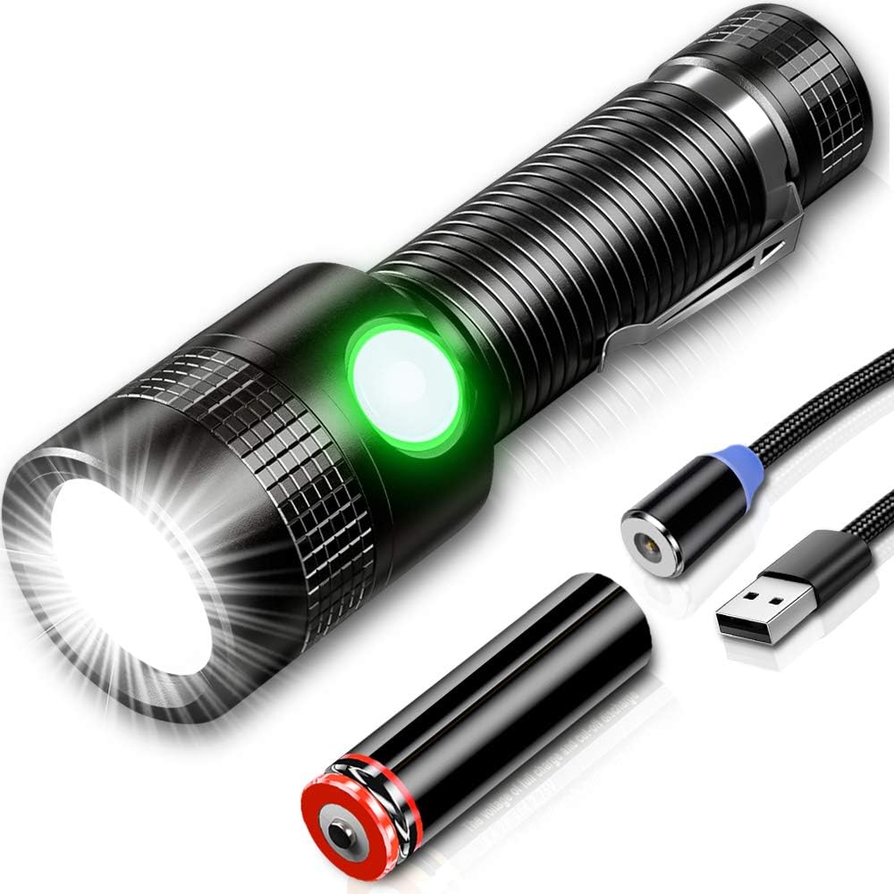 Led Taschenlampe Usb Aufladbar Mit Magnet Karrong LED Taschenlampe mit Smart Magnetisch Ladeanschluss, USB