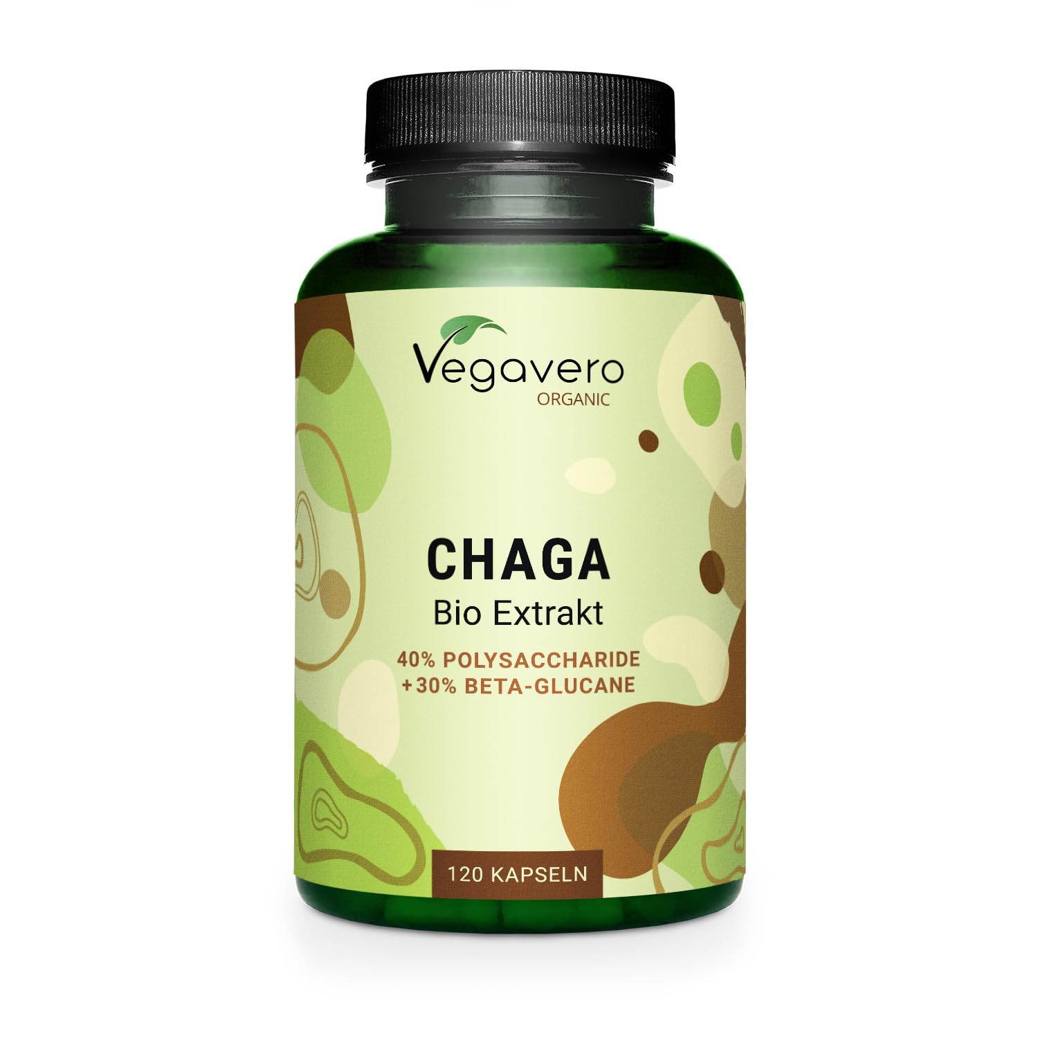 Vegavero Organic Chaga Mushroom Extract | 6000 mg 10:1 Extract | 40% Polysaccharides, 30% Betaglucans | NO Additives | 120 Capsules | Vegan