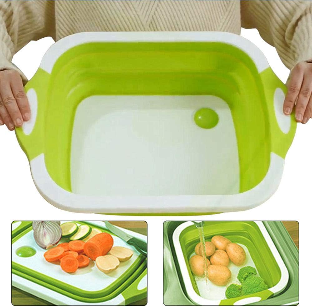 Utensilios 3 en 1 Tabla de Corte Plegable de Fregadero Bandeja de