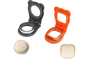 JIELUO 2Pcs Crustless Sandwich Cutter,Square&Round Sandwich Cutter and Sealer,Crustless Sandwich Maker,Sandwich Sealer for DIY Breakfast Lunch Picnic