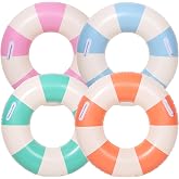 33 inch Inflatable Pool Floats for Adults- 2 Pack Striped Floaties Pool Tubes Swim Rings Inflatable Pool Float for Swimming Pool Party Lake Beach Adults