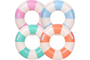 YUOKWER 30 inch Inflatable Pool Floats for Adults- 2 Pack Striped Floaties Pool Tubes Swim Rings Inflatable Pool Float for Swimming Pool Party Lake Beach Adults