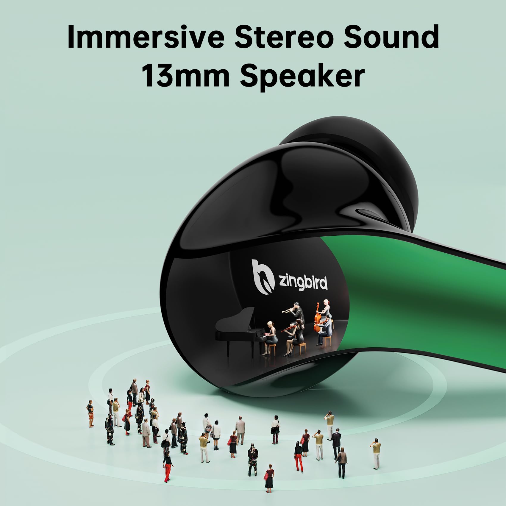 Wireless Earbuds Bluetooth 5.4 Headphones 60H Playtime Bass Stereo Ear Buds with Noise Cancelling Mic LED Display Earbud & in Ear Earphones IP7 Waterproof for Laptop Pad Phones Sports Workout Green M - Image 5