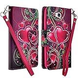 LG OPTIMUS L90 Case, Magnetic Closure Leather Flip Wallet Case with 2 Card Slots, Cash Compartment and Detachable Wrist Strap for LG Optimus L90 Wallet Case (Purple Heart)