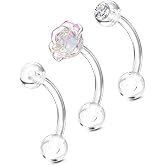 16G Clear PTFE Helix Rook Piercing Jewelry Bioflex Plastic Retainer | Piercing Retainer for Surgery Work Sports, Eyebrow Belly Button Ring Lip Earrings Studs for Women 6/8mm