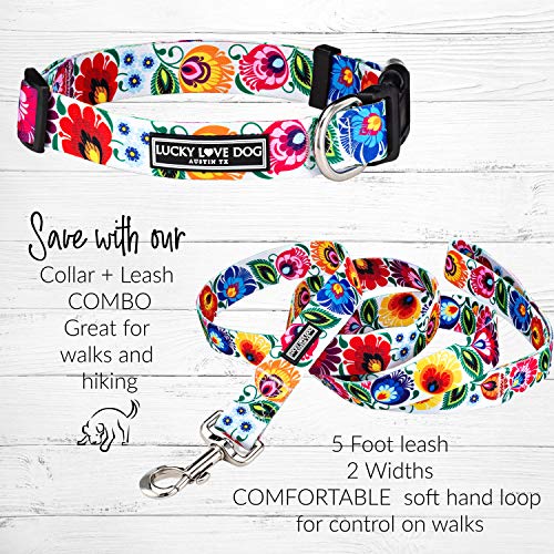 Lucky Love Dog Collars Floral Girl or Boy Dog Collar for Large Dogs