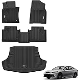 3W Floor Mats & Cargo Liner Fit Toyota Camry 2018-2024 FWD (Not for Hybrid or AWD), TPE All Weather Custom Fit Floor Liner, 1st and 2nd Row and Trunk Mat(L/LE/SE/TRD/XLE/XSE)