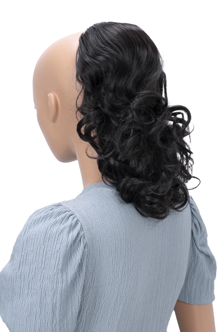 CAISHA 12" Hair Piece Braid Ponytail Extension Voluminous Wavy Black Brown PH201