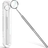 G.CATACC Dental Mirror Stainless Steel Teeth Inspection Tool | 0.9" Mirror Diameter, HD Glass, Ergonomic Angle, Easy to Check Back Teeth, Non-slip Handle, Home Use, Kids, Pets, with Case