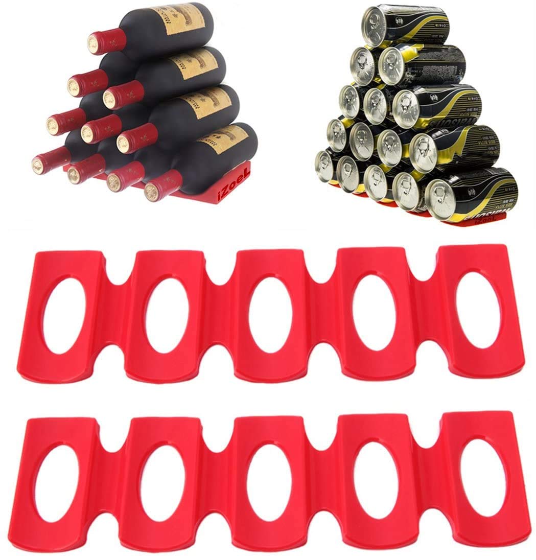 iZoeL Bottle Stacker Fridge Wine Rack Beer Can Holder Organiser, hold maximum 15 Bottles, perfect for Bar Cabinet BBQ Party Pack of 2