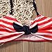 Baby Girls 3 Pcs Swimwear Striped Halter Bow Top+Bottom+Headband Swimsuit (1-2T, Deep Blue)