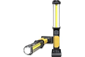 ​​WARSUN Rechargeable COB LED Work Light - Magnetic Hands-Free Trouble Light with Hook, IPX4 Waterproof for Garage Repair, Emergency | Tool Gifts for Men (Yellow)​ Thanksgiving Light Tools Mens Gifts