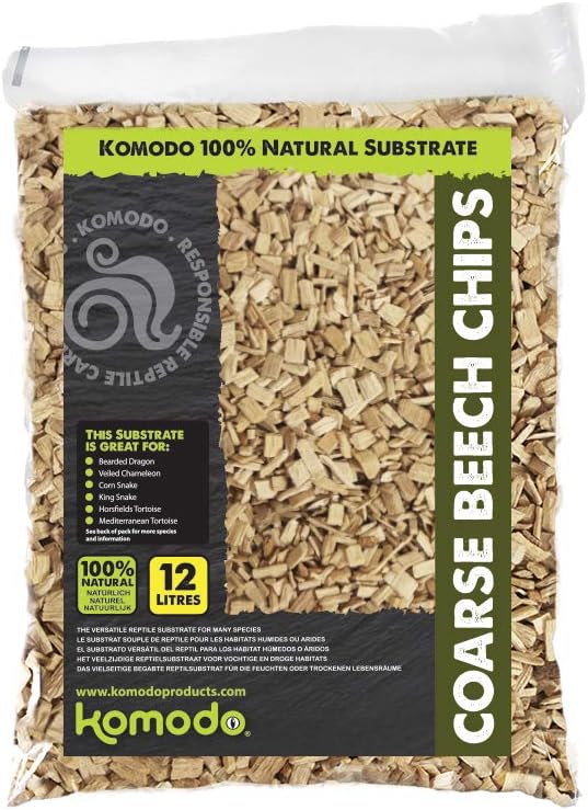 Komodo Coarse Beech Chips Substrate for Reptile Cage Vivarium 12L