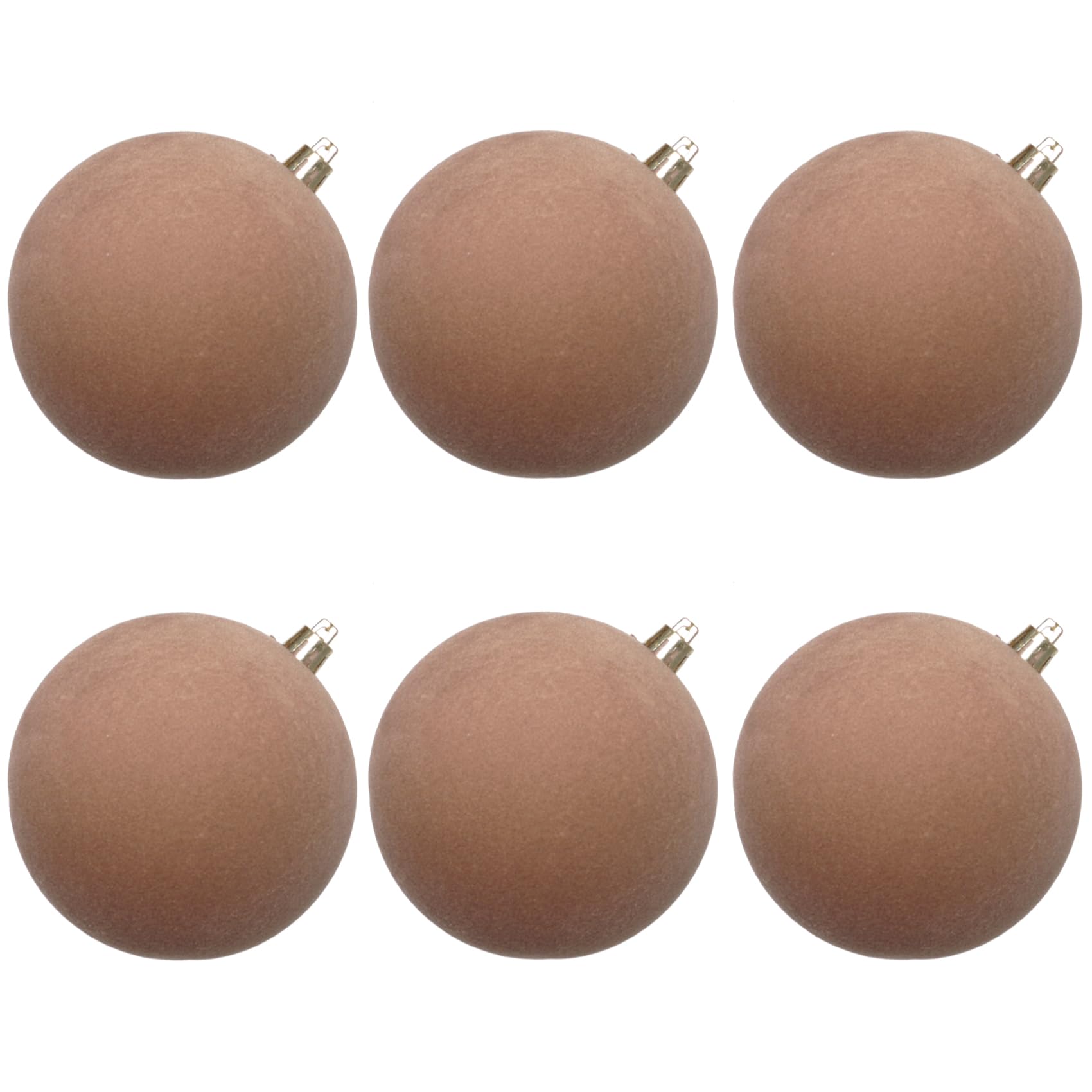 Photo 1 of Senjie 4inch Velvet Christmas Balls Flocked Christmas Tree Ornaments 6pcs Plastic Balls Xmas Hanging Ornaments Decoration Light Coffee