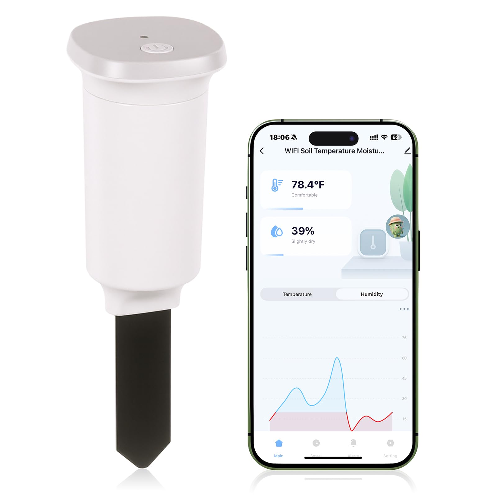 Photo 1 of Digital Soil Moisture Meter WiFi for Plants 2-in 1 Soil Moisture/Temperature Meter with App Remote Monitor for Outdoor/Indoor Plants Wireless Smart Soil Moisture Sensor Plant Water Meter Accessories