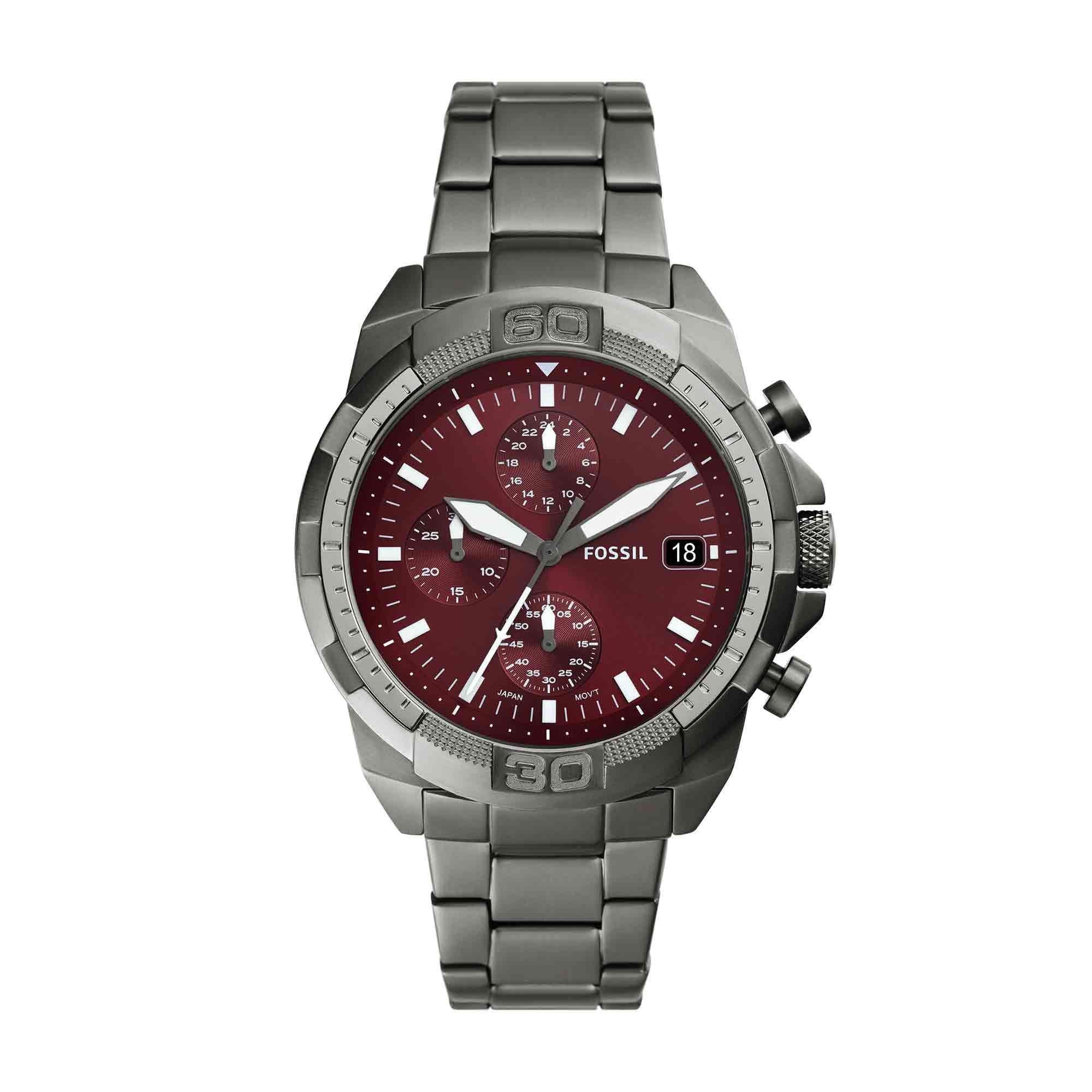 Bronson Men's Watch with Stainless Steel Bracelet or Genuine Leather Band, Chronograph or Three-Hand Analog Display