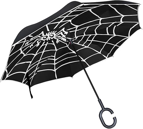 Amazon Co Jp Ckyhyc 逆さ傘 昆虫 クモの巣 長傘 逆折り式傘 折りたたみ傘 逆転傘 手離れc型手元 耐風 撥水 車用 晴雨兼用 8本骨 梅雨対策 Uvカット 自立 ホーム キッチン