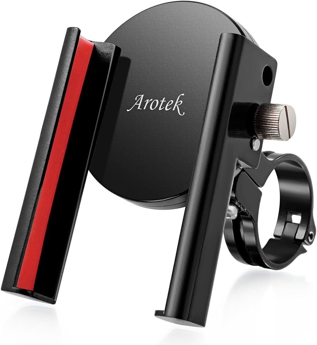 Bike Phone Mount – Arotek Metal Bicycle Motorcycle Cell Phone Holder Universal Cradle Clamp Full Rotatable for iPhone 7+/7/6s/6+/5s/4, Samsung Galaxy S6/5/4, Android, iOS Smartphone/GPS