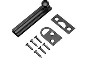 MaozyHomie 3 Inch Solid Brass Surface Bolt, Heavy Duty Concealed Slide Surface Door Bolt, Slide Bolt Latch French Door Lock with Screws for Windows Cabinet Wooden Fence Yard, Black, 1 Pack
