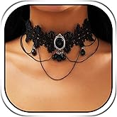 JAKAWIN Black Lace Choker Necklace Gothic Beaded Pendant Necklaces for Women