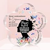 Inspirational Gifts for Women Flower Shape Acrylic Sign, Thank You Gifts for Coworker Acrylic Office Desk Accessories Decoration, Farewell Gift for Friends Female Nurse Teacher Counselor Boss Sister