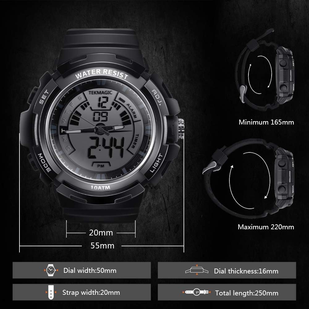 BANGLIN Digital Sport Dive Watch 100m Water Resistant Wristwatch with Electro Luminescent Light and Hourly Chime Function - Image 5