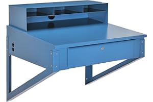 Global Industrial Shop Desk Wall Mount, 34-1/2"W x 30" D x 32-1/2"H, Blue