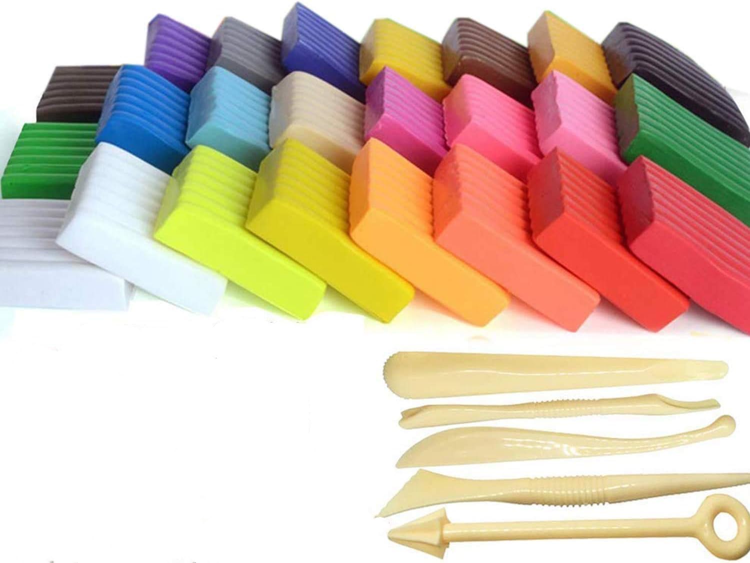 YIQI Polymer Clay Set - 24 Colors, 600g, Oven Bake, Air Dry, DIY Crafting Tools, Soft Modeling Clay for Kids and Adults