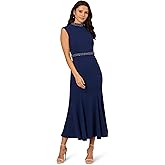 Adrianna Papell Womens Pearl Crepe Trim Dress