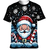 Imcanpen Men's Santa Graphic T-Shirt Christmas Short Sleeve Clothing