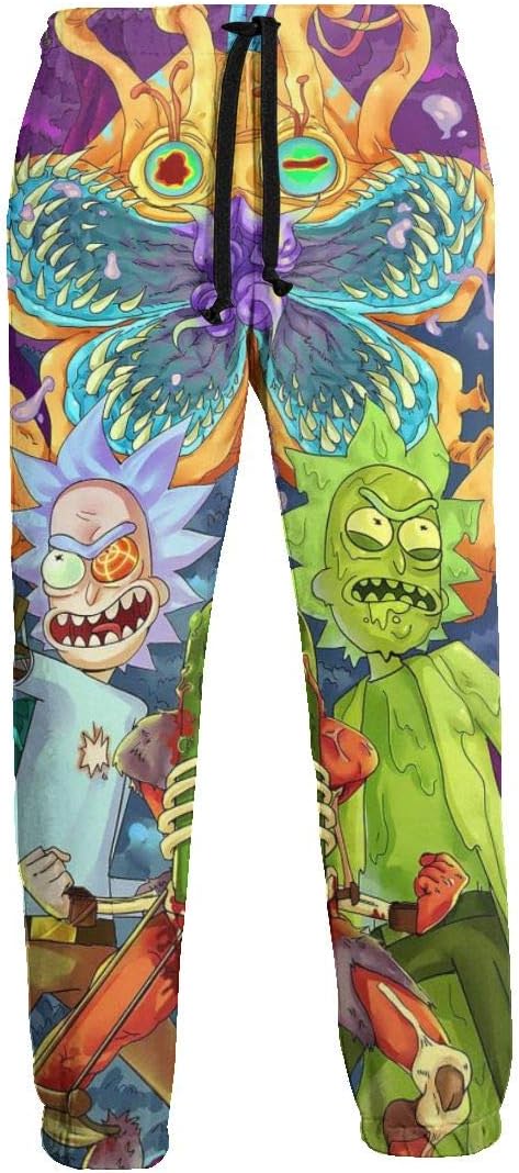 PO1 UP Rick & Morty Mens Joggers Pants Long Fashion Hip Hop Casual Jogging Sweatpants with Drawstring