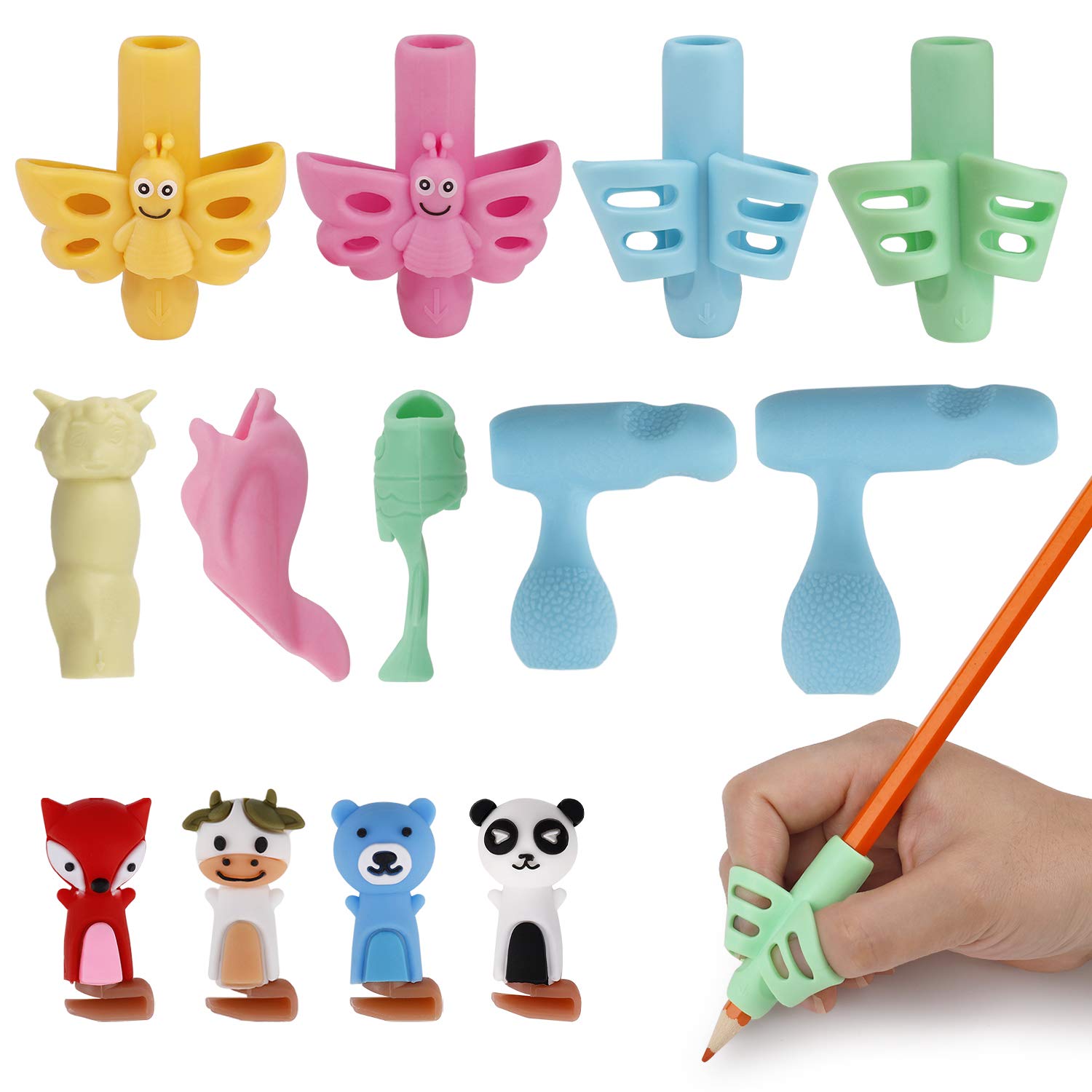MengH-SHOP Pencil Grips Writing Aids Ergonomic Writing Aid Posture Correction Tool for Children Students Adults Pack of 13