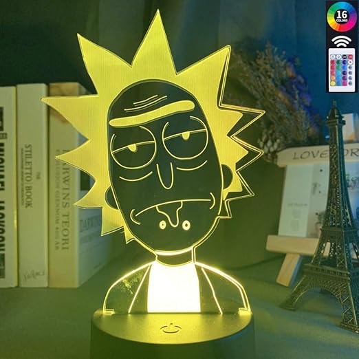 Boutiquespace 3D Illusion Lamp Led Night Light Rick and Morty Kids