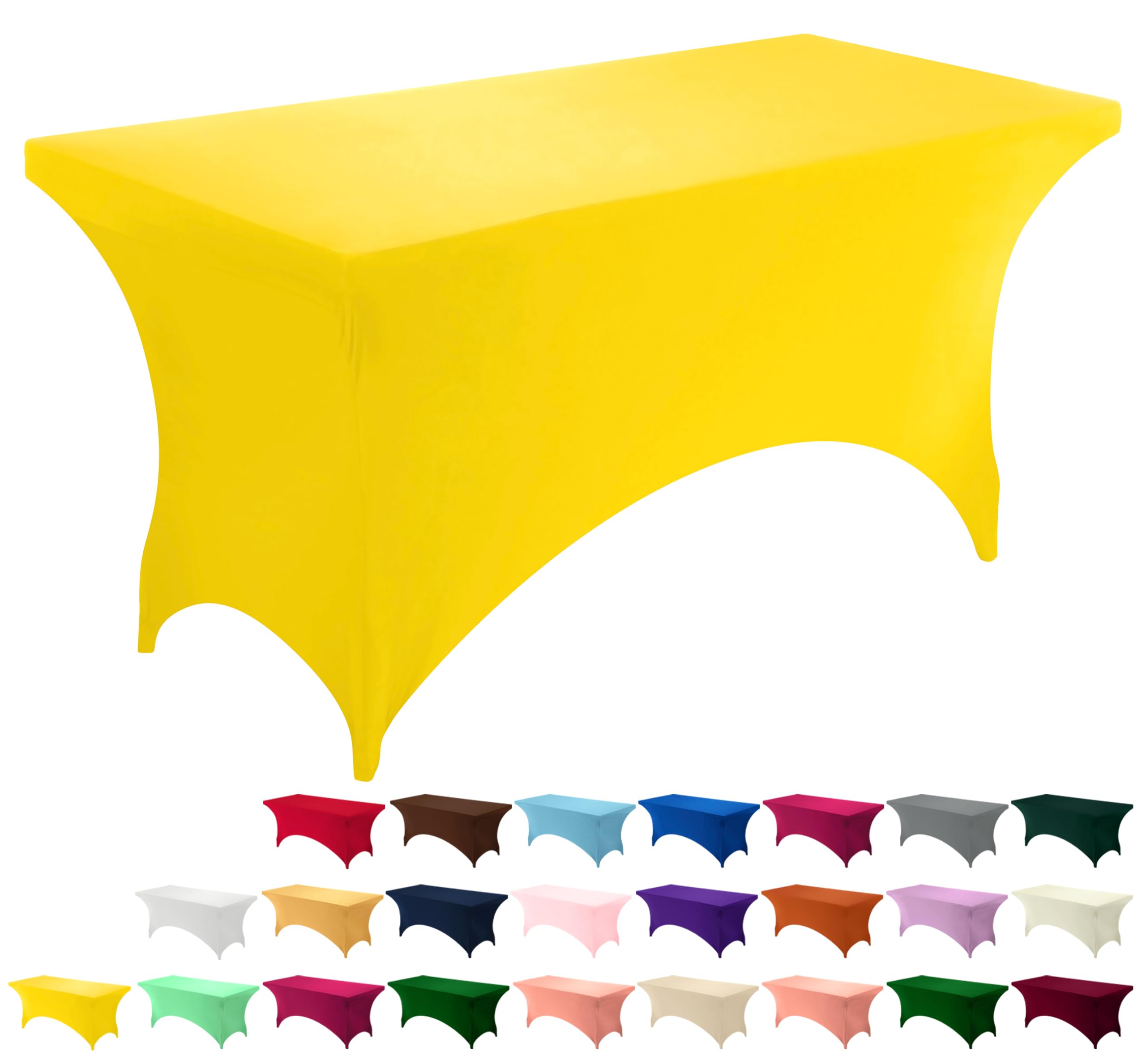 Utopia Kitchen Spandex Table Cloth 1 Pack [6FT, Yellow] Tight, Fitted, Washable and Wrinkle Resistant Stretch Rectangular Patio Table Cover for Event, Wedding, Banquet & Parties [183Lx76Wx76H] cm — image 1