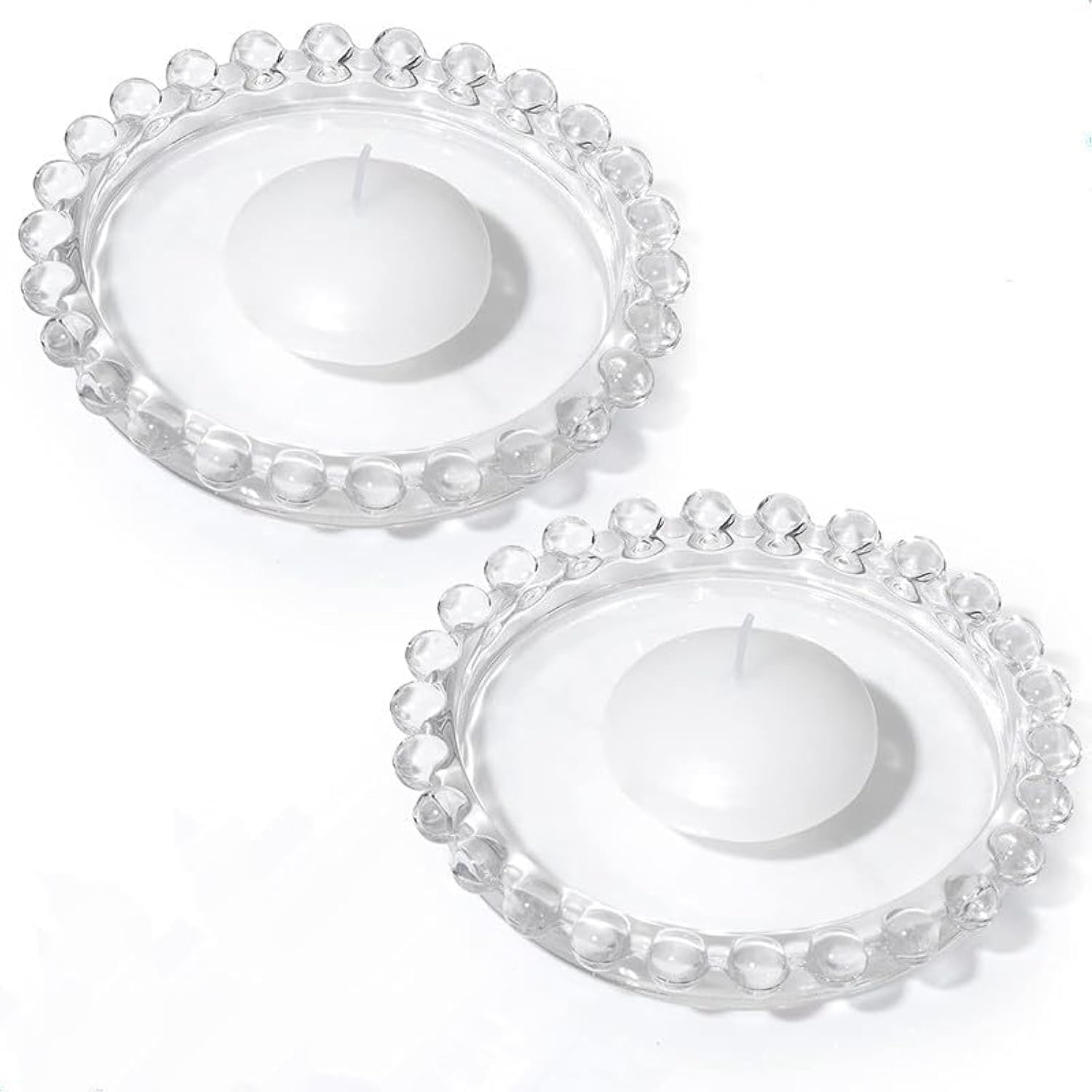 Photo 1 of 2pcs Glass Candle Plates Clear Pillar Candle Holder Plates,Transparent Round Candle Plate for Pillar Candle Modern Candle Centerpiece