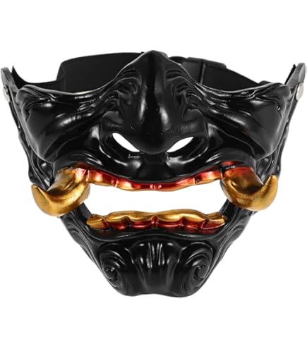 KK06 Masque japonais Hannya Airsoft Samouraï Oni Kabuki NOH Démon Diable Démon Diable DJ Fête Halloween Cosplay Blanc