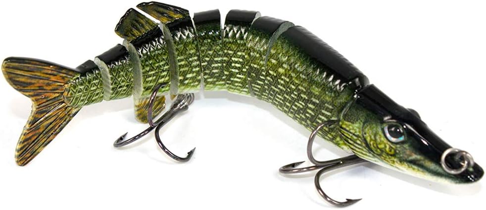 Alilure Pike Muskie Fishing Lure Lifelike Multi Jointed Crankbaits Segment Swimbait Rattle Traps Treble Hooks