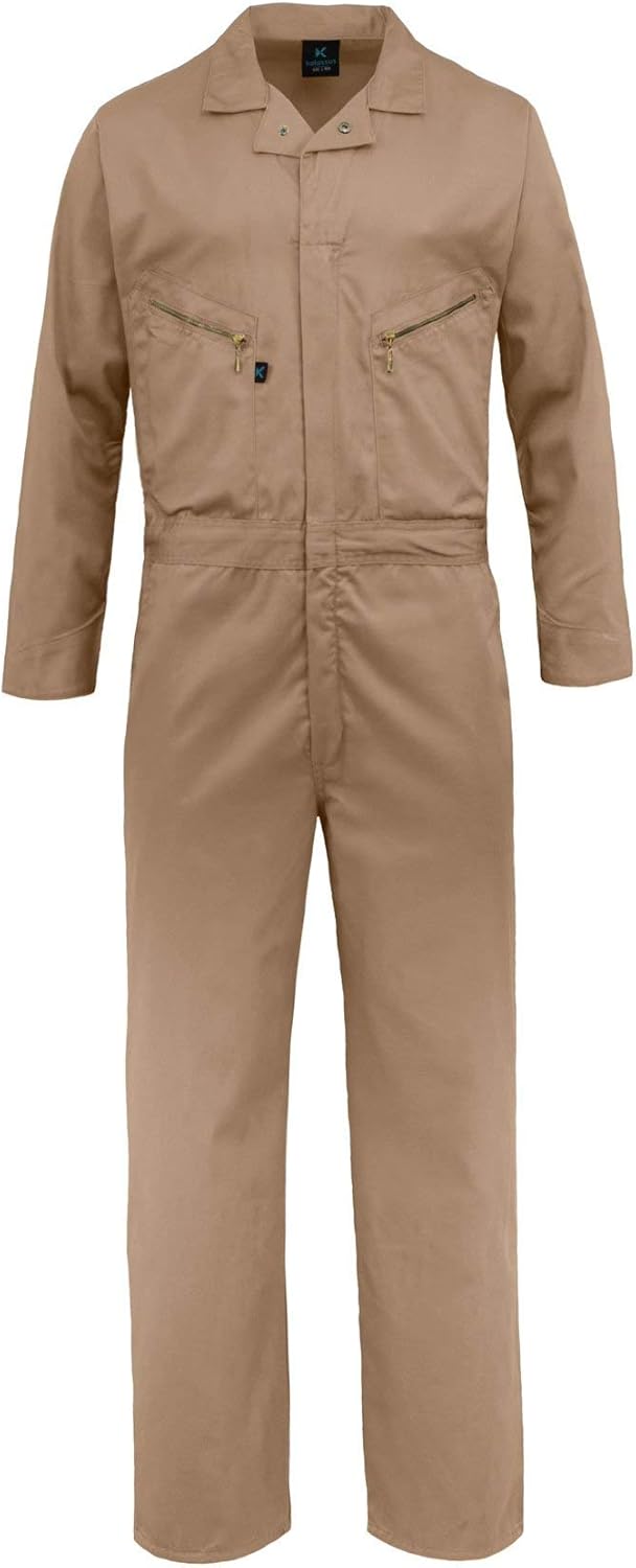 Kolossus Pro-Utility Cotton Blend Long Sleeve Coverall with Zippered Frontal Pockets: Clothing