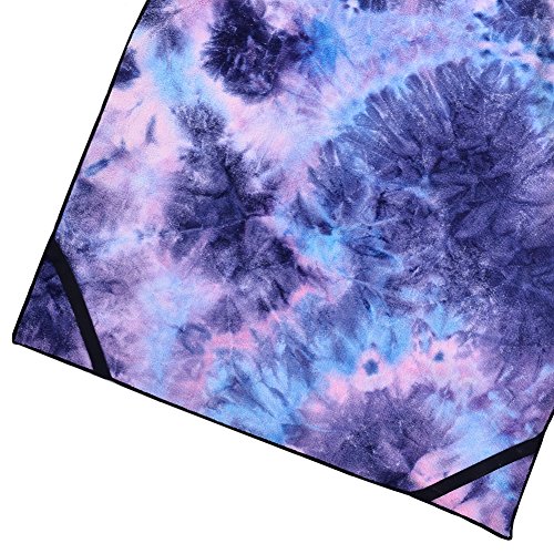 Lmeison Beach Chair Cover, Chaise Lounge Towel Cover Beach Towel with Storage Pockets for Pool, Sun Lounger, Hotel, Vacation, Holidays Sunbathing, Purple Tie-Dye (82.5" x 29.5")